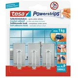 Samolepilna kljukica Powerstrips (pravokotna, velikost: S, krom, 3 kos)