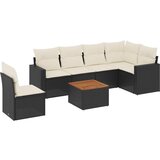  The Living Store Vrtna sedežna garnitura 7-delna z blazinami črn poli ratan - Vrtna Sedežna Garniture, (21461119) | Shoptok.si