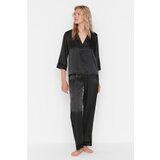 Trendyol Black Lace Detailed Satin Woven Pajamas Set Cene