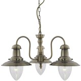 Searchlight Fisherman Stropna svetilka s 3 lučmi in več kraki, antična medenina, zrnato steklo, E27, (22100876) | Shoptok.si