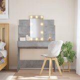  The Living Store Toaletna mizica z LED lučkami betonsko siva 96x40x142 cm - Toaletna Mizica, (21500584) Cene