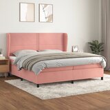 The Living Store Box spring postelja z vzmetnico roza 200x200 cm žamet - Box Spring Postelja, (21490087) Cene