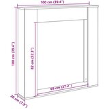 vidaXL Okvir za kamin bijeli 100x20x100 cm od konstruiranog drva | shoptok.hr