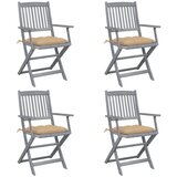 Maison Chic Zložljivi Vrtni Stoli - Stol za vrti 4 kosi z blazinami trden akacijev les JS2933, (21875795) | Shoptok.si
