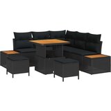 vidaXL 8-delni vrtnarski set s blazinami iz črnega poly ratana Akacija | Shoptok.si