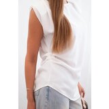 Kesi Włoski Elegant women's blouse with ruffles and asymmetrical cut ecru | Shoptok.si