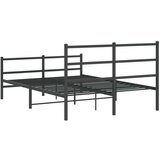 vidaXL Kovinski posteljni okvir z vzglavjem in vznožjem črn 135x190 cm | Shoptok.si