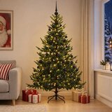  Umjetno božićno drvce s kuglicom 180 cm 300 LED lampica - Zelena 180 cm s LED-ima i crnim lopticama | shoptok.hr