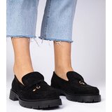 D/CEO marka niezdefiniowana Black elegant faux-suede moccasins with decoration Marsella | shoptok.hr