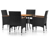  5-dijelni vrtni blagovaonski set od poliratana crni | shoptok.hr