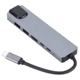 USB-C hub razdelilnik, 6-v-1 100W PD, HDMI, LAN, USB-C, 2x USB-A