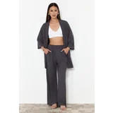 Trendyol Smoked Relaxed/Comfortable Cut Kimono Knitted Top and Bottom Set