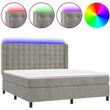 box spring s madracem LED svjetlosivi 180x200 cm baršun | shoptok.hr