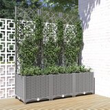 vidaXL Cvetlično korito z oporno mrežo svetlo sivo 120x40x136 cm PP Cene