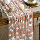 Namizni tekač jesenski s tiskom buč in listov oranžno terakota 70 x 300 cm poliestr spun tilasta gaza rustikalni boho dekoracija mize, (5000248202)