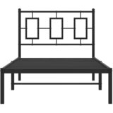  Metalni okvir za krevet s uzglavljem crni 90x190 cm | shoptok.hr