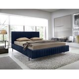 ELTAP Temno modra oblazinjena zakonska postelja s prostorom za shranjevanje z letvenim dnom 180x200 cm Plissa – | Shoptok.si