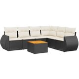 vidaXL Vrtna sedežna garnitura 7-delna z blazinami črn poli ratan, (21055694) | Shoptok.si