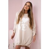 Kesi Włoski Dress with a longer back and print beige Cijene