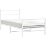 Metalni okvir kreveta s uzglavljem i podnožjem bijeli 100x200cm | shoptok.hr