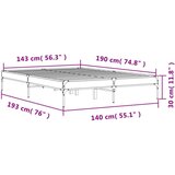 vidaXL Posteljni okvir črn 140x190 cm inženirski les in kovina | Shoptok.si
