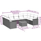  10-dijelni set vrtnih sofa s jastucima crni od poliratana | shoptok.hr