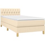  Box spring postelja z vzmetnico krem 80x200 cm blago, (20897284) | Shoptok.si
