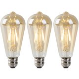 LUEDD Komplet 3 LED sijalk E27 ST64 zlata s senzorjem svetlo-temno 4W 400 lm 2200K | Shoptok.si
