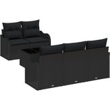 vidaXL Set od 6 dijelova Vrtne Sofe s Jastučićima Crna Poli Ratan, 2-sjedna Vrtna Sofa s Skladištem & Jastučicima Crna Poli Ratan Cijene