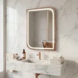 Stensko ogledalo LED ZONE 80x60 BRUSH ROSE GOLD