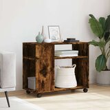 vidaXL Bočni stolić s kotačima boja hrasta 70x35x60 cm drveni | shoptok.hr