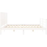  Okvir za krevet s uzglavljem bijeli 200x200 cm od masivnog drva | shoptok.hr