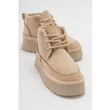 LuviShoes Ovela Beige Thick Sole Lace-Up Women's Sports Boots Cene