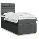 vidaXL Box spring postelja z vzmetnico temno siva 90x200 cm blago | Shoptok.si