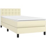 Boxspring - Krevet s oprugama i madracem krem 90 x 190 cm od umjetne kože - Krema 90 x 190 cm gumbi | shoptok.hr