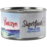 Purizon Varčno pakiranje Superfoods 24 x 140 g - Tuna s polenovko, sladkim krompirjem in jabolkom
