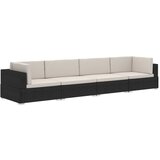 The Living Store Vrtna sedežna garnitura z blazinami 4-delna poli ratan črna - Sedežna Garnitura, (21460196) | Shoptok.si