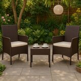 Multi Garden vrtni set namještaja – 2 fotelje i stol sa kaljenim staklom, smeđi | shoptok.hr