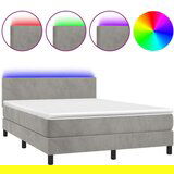  Box spring postelja z vzmetnico LED svetlo siva 140x200cm žamet, (20791581) | Shoptok.si