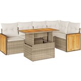 vidaXL 6-dijelni set vrtnih sofa s jastucima bež od poliratana bagrem | shoptok.hr