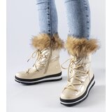 Gemre Beige patent snow boots with fur Bow | Shoptok.si