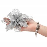  Božićni ukras “Božićna zvijezda” srebrna - promjer 16 cm | shoptok.hr