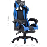 In Racing stol z oporo za noge modro in črno umetno usnje | Shoptok.si