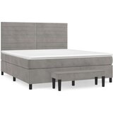  Krevet s oprugama i madracem svjetlosivi 160x200 cm baršunasti | shoptok.hr