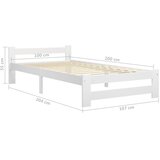  Okvir za krevet od masivne borovine bijeli 100 x 200 cm | shoptok.hr