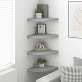  Plutajuće kutne police 4 kom sive 35 x 35 x 3,8 cm MDF | shoptok.hr