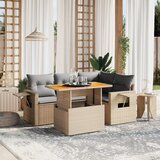  The Living Store Vrtna sedežna garnitura 5-delna z blazinami bež poli ratan - Vrtna Sedežna Garniture, (21468386) Cene