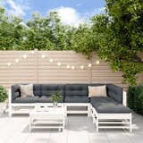 Maison Chic Seti vrtnega pohištva - Vrtna garnitura - Vrtni pohištvo set 7-delna z blazinami bela trdna borovina, (21804002) | Shoptok.si