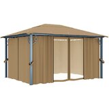  Sjenica sa zastorom 400 x 300 cm smeđe-siva aluminijska | shoptok.hr