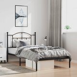  Metalni okvir za krevet s uzglavljem crni 100x190 cm | shoptok.hr